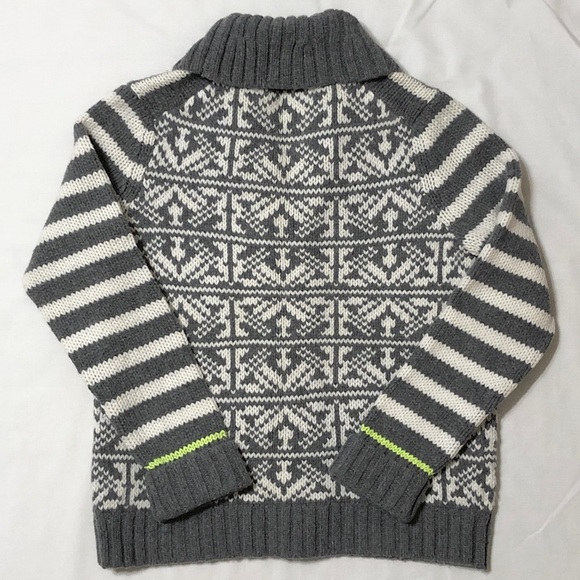 Gap Women’s Nordic Style Gray/White/Lime Cardigan Sweater w/Shawl Collar - L - Picture 8 of 15